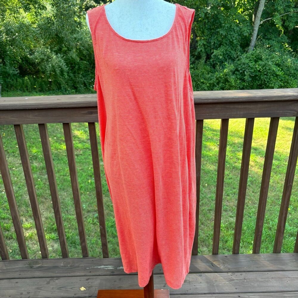 Eileen Fisher Women's Firefly Ballet Linen Jersey Shift Dress Orange XL NWT $198 - Picture 2 of 12